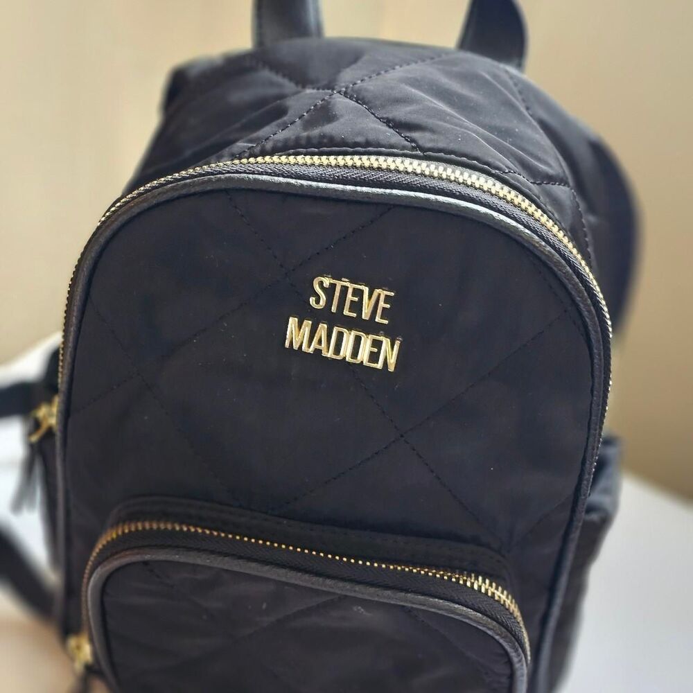 Steve Madden Black and Gold Backpack Bag